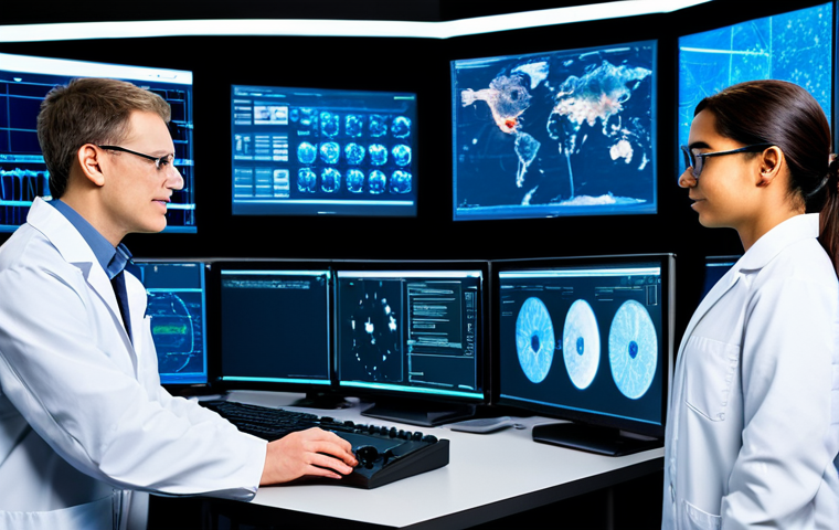 A team of diverse professional scientists and engineers in a modern, brightly lit particle physics control room. They are fully clothed in modest lab coats and professional business casual attire, working collaboratively at large, sleek workstations. Screens display complex data visualizations of particle collision events and accelerator schematics. The scene emphasizes global teamwork and advanced scientific research. Perfect anatomy, correct proportions, natural poses, well-formed hands, proper finger count, natural body proportions, professional photography, high quality, safe for work, appropriate content, fully clothed, professional.