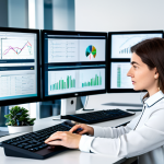 Analytical Thinking**

A female data scientist in a modern, brightly lit office, fully clothed in a modest business casual outfit (blouse and slacks), analyzing a complex data visualization on multiple monitors. The background shows a clean, organized workspace with colleagues collaborating in the distance. Appropriate attire, safe for work, perfect anatomy, natural proportions, professional, family-friendly.

**