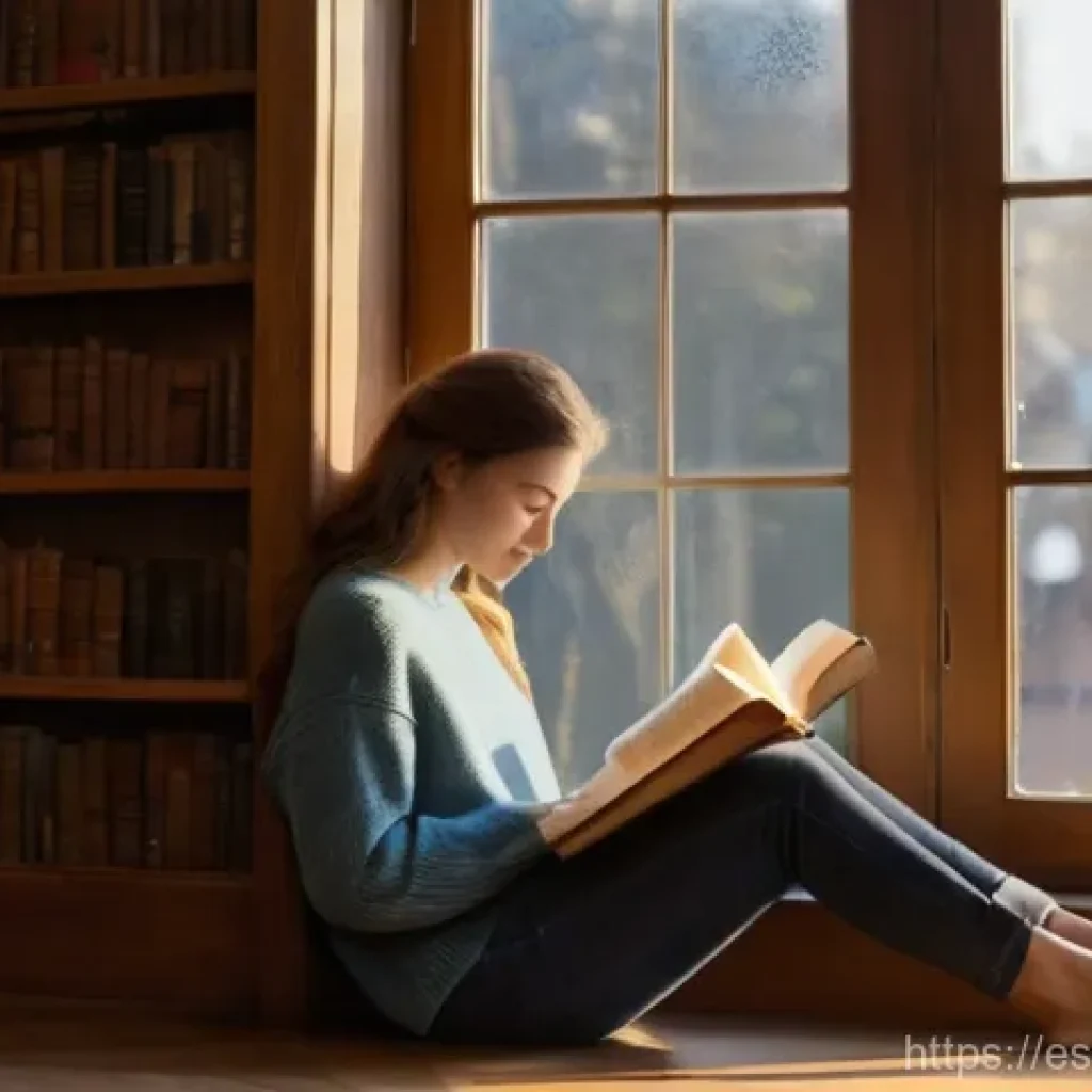 물리학 논문 리뷰 작성법 - **Prompt:** A young woman with long, flowing brown hair, wearing a cozy, oversized knit sweater and ...