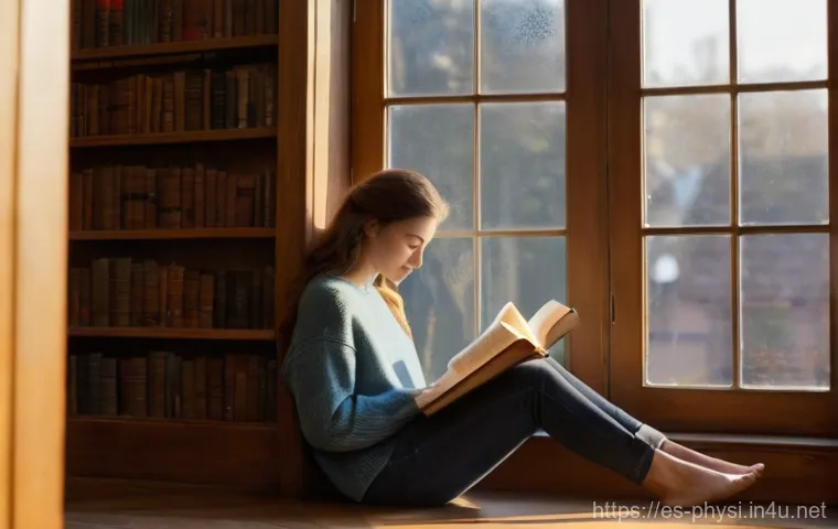 물리학 논문 리뷰 작성법 - **Prompt:** A young woman with long, flowing brown hair, wearing a cozy, oversized knit sweater and ...