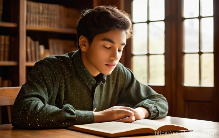 물리학 연구 주제 선정 요령 - **Prompt 1: The Epiphany of Discovery**
    "A young, diverse individual, aged around 20, is seated ...