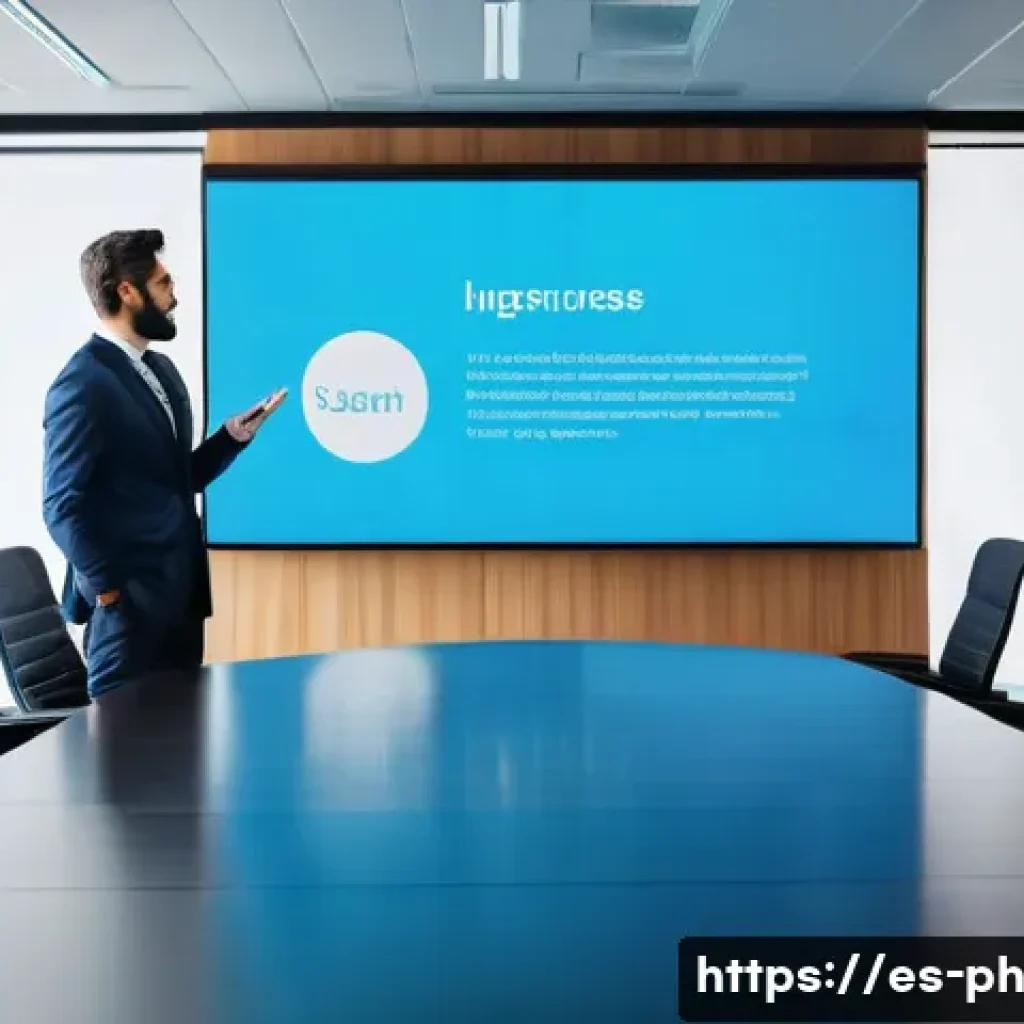 물리학 학회 발표 준비 - A professional conference room setting with a confident Spanish-speaking presenter standing beside a...