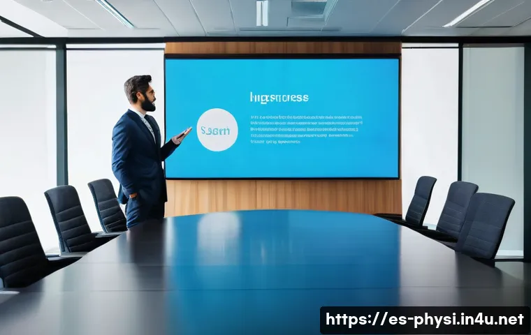 물리학 학회 발표 준비 - A professional conference room setting with a confident Spanish-speaking presenter standing beside a...