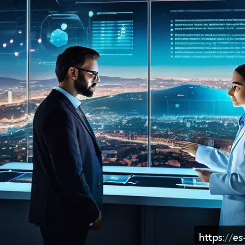 Home 32 물리학자의 윤리적 책임 - A futuristic laboratory scene in Spain featuring diverse scientists collaborating on quantum computi...