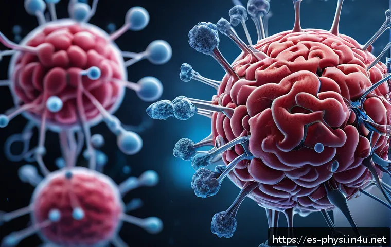 물리학과 생물학의 융합 연구 - A highly detailed scientific laboratory scene showcasing targeted nanoparticles designed for specifi...