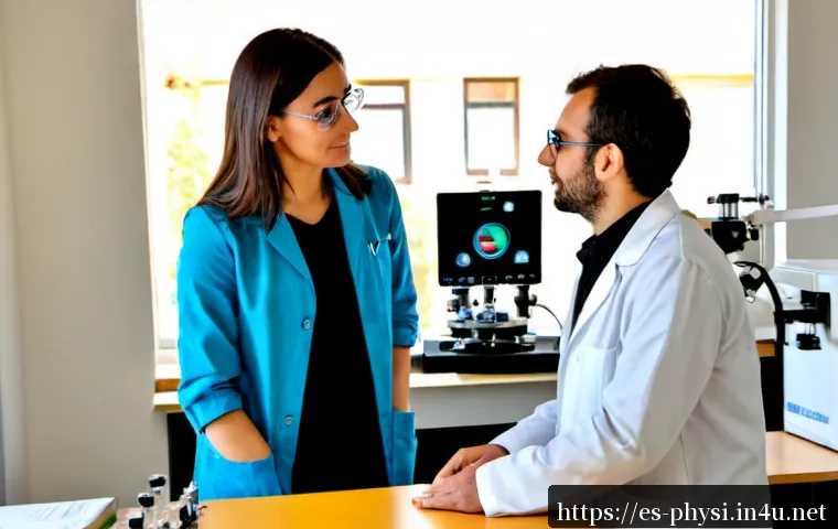 물리학 박사와 포닥의 차이 - Photorealistic university physics laboratory in Spain, clear side-by-side career comparison: a docto...